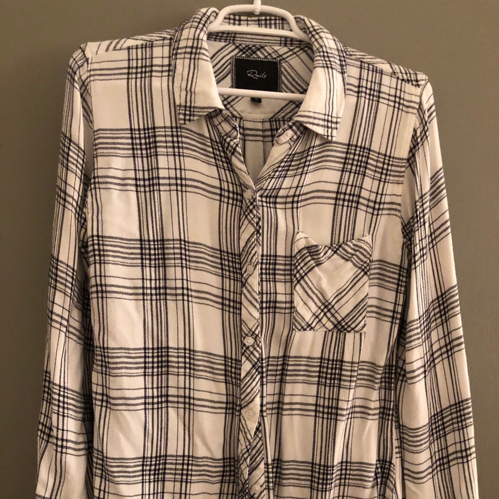 Rails S/M Black and Cream Flannel Top